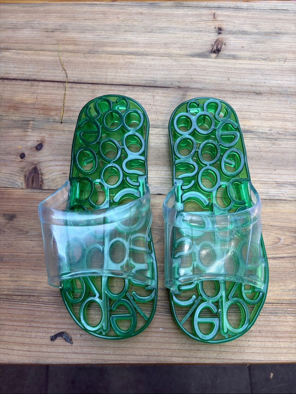 Jelly  Clear Strap Green Slide Sandals